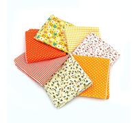 Namvo - 7 telas de 50 x 50 cm de material de algodón para manualidades, diseños de patchwork, telas de diferentes patrones, costura manual, costura de edredón, tela de patchwork de tono amarillo