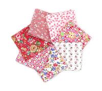 Namvo - 7 telas de 50 x 50 cm de material de algodón para manualidades, diseños de patchwork, telas para costura y acolchado, bricolaje, costura hecha a mano, diferentes diseños, tono rosa