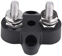 Namvo Carril colector, 48 V, negro, perno aislado, M8, pinzas negativas dobles, pernos, tornillos, cables conectados, M8 Junction