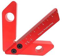 Namvo Centro de carpintería, centro de carpintería, escriba, escriba, ángulo recto de 45/90 grados, regla de carpintero, herramienta de medición de carpintería, rojo, YX-1