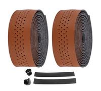 Namvo Cinta para Manillar de Bicicleta Cinta para Manillar con Aspecto de Cuero PU para Bicicletas de Carretera Cinta Antideslizante para Bicicleta con 1 par de Tapones para Manillar (Marrón, 3 x
