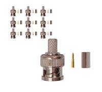 Namvo Conector Macho BNC Conector Macho BNC Conector de crimpado 10 Piezas Cable coaxial Tipo BNC Converte de Soldadura para RG59