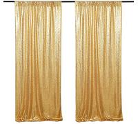 Namvo Cortina de lentejuelas doradas de 4 x 6 pies, cortinas de lentejuelas de lujo de gran tamaño para bodas, ceremonias de Navidad y fiestas