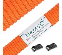 Namvo Cuerda de paracaídas de nailon tipo III de 100 pies, 9 hebras interiores, fuerte resistencia a la rotura, 4 mm de diámetro, cuerda de paracaídas de nailon 550 Mil Spec tipo III, color naranja