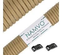 Namvo Cuerda de paracaídas de Nailon Tipo III de 100 pies, 9 hebras Interiores, Fuerte Resistencia a la Rotura, 4 mm de diámetro, 550 Mil Spec Tipo III, Color marrón