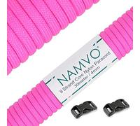 Namvo Cuerda de paracaídas de nailon tipo III de 100 pies, 9 hebras interiores, fuerte resistencia a la rotura, 4 mm de diámetro, 550 Mil Spec tipo III, color rojo rosa