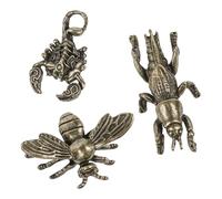 Namvo Figuras de latón, Paquete de 3, Mini estatuas de Animales, Estilo Retro Vintage, Adornos de Insectos Feng Shui Dorados, Figuras Decorativas coleccionables para el hogar y la Oficina