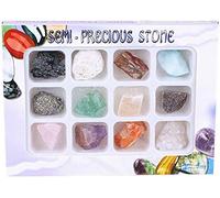 Namvo Juego de 12 piedras naturales mixtas naturales para educación geológica escolar, decoración del hogar, regalo para niños
