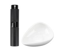 Namvo Juego de Tazas medidoras de café de 2 Piezas, Bandeja dosificadora de Granos de café de cerámica y Botella pulverizadora, Cuchara de té pequeña de Boca Estrecha