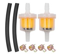 Namvo Kit de filtro de combustible en línea, 4 filtros de gasolina, 4 tubos de manguera de combustible, 8 abrazaderas de manguera, clips para motocicletas