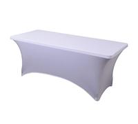 Namvo Mantel elástico, Rectangular de Spandex de 6 pies, Mantel elástico de 4 Pliegues, Protector de Mesa para Bodas, Bares y Banquetes - Blanco