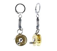 Namvo Miniature Fishing Reel Key Ring Key Chain Keyring Gold，2.5cm