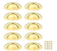 Namvo Paquete de 10 tiradores de cajón vintage con dise?o de concha antigua para cocina, armario, puerta, armario, muebles con tornillos, color amarillo (81 x 35 x 18 mm)