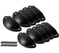 Namvo Paquete de 10 tiradores de cajón vintage con forma de concha antigua para cocina, armario, puerta, armario, muebles, pomos con tornillos, color negro