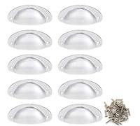 Namvo Paquete de 10 tiradores de cajón vintage de concha antigua para cocina, armario, puerta, armario, muebles, pomos con tornillos, color blanco (8,2 x 3,5 cm)