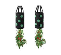 Namvo Paquete de 2 bolsas de cultivo de plantas de fresa de 3 galones, cestas de plantas de fresa para colgar, bolsas de cultivo multifunción para plantas de fresas de jardín, flores, color negro