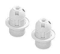 Namvo Portalámparas E27, Carcasa de plástico Blanco, portalámparas roscado, portalámparas de Repuesto, Base Mediana con Anillo de Pantalla para lámpara de Mesa y de pie, Paquete de 2