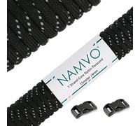 Namvo Reflective 550 Paracord 7 Strand Parachute Cord, Mil Spec Type III 15 Meter Tent Guide Rope Survival Parachute Lanyard Cord para Acampar al Aire Libre Manualidades Llaveros Negro