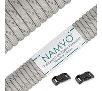Namvo Reflexivo Paracaidistas del Cable 550 Tipo III 7 Trenza del Cable Paracord 100% Nylon 100 Pies 30 Metros - Gris