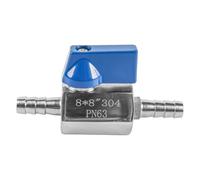 Namvo Válvula de Bola con púas de 8 mm, Mini válvula de Cierre de Acero Inoxidable 304 para Sistemas de riego por Agua, Gas, Combustible y por Goteo, Interruptor Controlador de Flujo Duradero