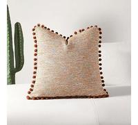 Namzi 1 almohada tejida para añadir comodidad y mejorar la textura del hogar, borde de bola, 45 x 45 cm, color marrón