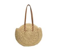 Namzi 1 bolsa de tejido hueco beige, bonita bolsa redonda tejida para playa, elegante para viajes junto al mar, salidas de verano A