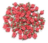 Namzi 100 accesorios de ropa, flores pequeñas decorativas, adecuados para zapatos, bolsas y sombreros, 2,5 x 1,5 cm, rojo claro