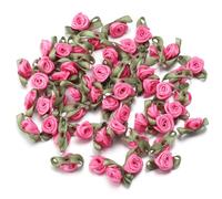 Namzi 100 accesorios de ropa, flores pequeñas decorativas, adecuados para zapatos, bolsas y sombreros, 2,5 x 1,5 cm, rosa oscuro