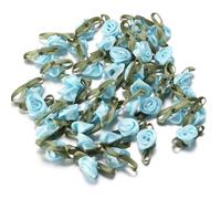 Namzi 100 accesorios de ropa, flores pequeñas decorativas, adecuados para zapatos, bolsas y sombreros, 2,5 x 1,5 cm, azul claro