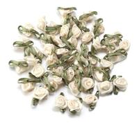 Namzi 100 accesorios de ropa, flores pequeñas decorativas, adecuados para zapatos, bolsas y sombreros, 2,5 x 1,5 cm, color beige