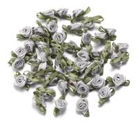 Namzi 100 accesorios de ropa, flores pequeñas decorativas, adecuados para zapatos, bolsas y sombreros, 2,5 x 1,5 cm, gris