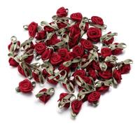 Namzi 100 accesorios de ropa, flores pequeñas decorativas, adecuados para zapatos, bolsas y sombreros, 2,5 x 1,5 cm, rojo oscuro