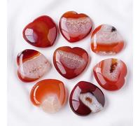 Namzi 2 adornos de corazón rojo natural, piedra cruda de cristal, logotipo mineral, agujero de cristal, piedra natural en forma de corazón, adornos de decoración del hogar, 4-4,5 cm