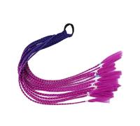 Namzi 2 extensiones de cabello trenzado de colores para coleta con bandas de goma, extensiones de pelo sintético para mujer, accesorios para el día del cabello loco, morado oscuro y morado