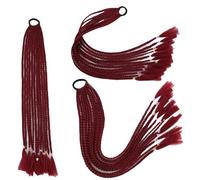 Namzi 2 extensiones de cabello trenzado de colores para coleta con bandas de goma, extensiones de pelo sintético para mujer, accesorios para el día del cabello loco, color rojo vino