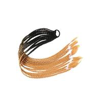 Namzi 2 extensiones de cabello trenzado de colores para coleta con bandas de goma, extensiones de pelo sintético para mujer, accesorios para el día del cabello loco, negro a marrón claro B