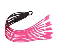 Namzi 2 extensiones de cabello trenzado de colores para coleta con bandas de goma, extensiones de pelo sintético para mujer, accesorios para el día del cabello loco, negro a rosa claro