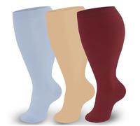 Namzi 3 pares de calcetines de compresión talla 4XL, calcetines de pantorrilla T12, calzado de compresión graduada para uso diario, diseño cómodo y transpirable