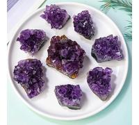 Namzi 6 piedras de cristal morado natural, cada una pesa 30-40 g, adornos de bloque de agujeros de cristal morado, especímenes de mineral de cristal morado, piedras decorativas de racimo de cristal