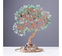 Namzi Adorno de árbol de piedra de cristal verde natural, base de piedra natural, árbol de la fortuna, piedra colorida, árbol de la vida, adorno de decoración de escritorio, 1 pieza