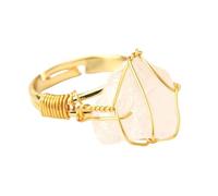 Namzi Anillo de piedra cruda ajustable, 1 pieza, diseño ajustable, detalle de piedra natural, ideal para salidas de uso diario