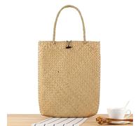 Namzi Bolsa tejida de color caqui, 1 pieza, bonita bolsa tejida con estera, elegante diseño de verano, perfecta para viajes a la playa, reuniones al aire libre