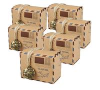 Namzi Cajas de caramelos de maleta, caja de dulces para recuerdos de fiesta, bolsa de regalo de papel kraft vintage para fiestas temáticas de viajes, bodas, cumpleaños, despedidas de soltera (50