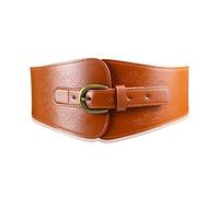 Namzi Cinturón de corsé de cuero negro para mujer, cinturón de cintura gruesa con cordones ajustables, entrenador de cintura ancha para cuerpo, Marrón, Adjust from 30-36 inches / 76-92 CM