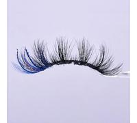 Namzi Colored Eyelashes Mink Glitter Lashes, Fluffy Colorful Lash Clusters, Dramatic Long Thick Cat Fox Eye Lashes Full Curly False Eyelash, 3D Curl Salon Extensions Strip 3 pares (45A-3CS)