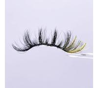 Namzi Colored Eyelashes Mink Glitter Lashes, Fluffy Colorful Lash Clusters, Dramatic Long Thick Cat Fox Eye Lashes Full Curly False Eyelash, 3D Curl Salon Extensions Strip 3 pares (45A-1CS)