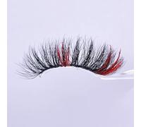 Namzi Colored Eyelashes Mink Glitter Lashes, Fluffy Colorful Lash Clusters, Dramatic Long Thick Cat Fox Eye Lashes Full Curly False Eyelash, 3D Curl Salon Extensions Strip 3 pares (611A-132CS)