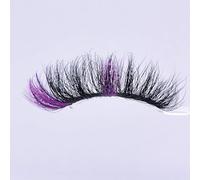 Namzi Colorido Eyelashes Mink Glitter Lashes, Fluffy Colorful Lash Clusters, Dramatic Long Thick Cat Fox Eye Lashes Full Curly False Eyelash, 3D Curl Salon Extensions Strip 3 pares (71A-62CS)