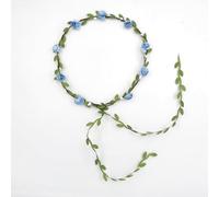 Namzi Corona floral de guirnalda, diadema de flores de rosas, hecha a mano, estilo bohemio, tocado para novia, fiesta, festivales, accesorios para el cabello (azul)