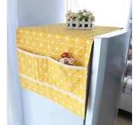 Namzi Cubierta de refrigerador de algodón y lino de estilo campestre, polvo de lavadora, tela, cubierta de puerta doble de una sola puerta, polvo 170 x 68 cm (amarillo)
